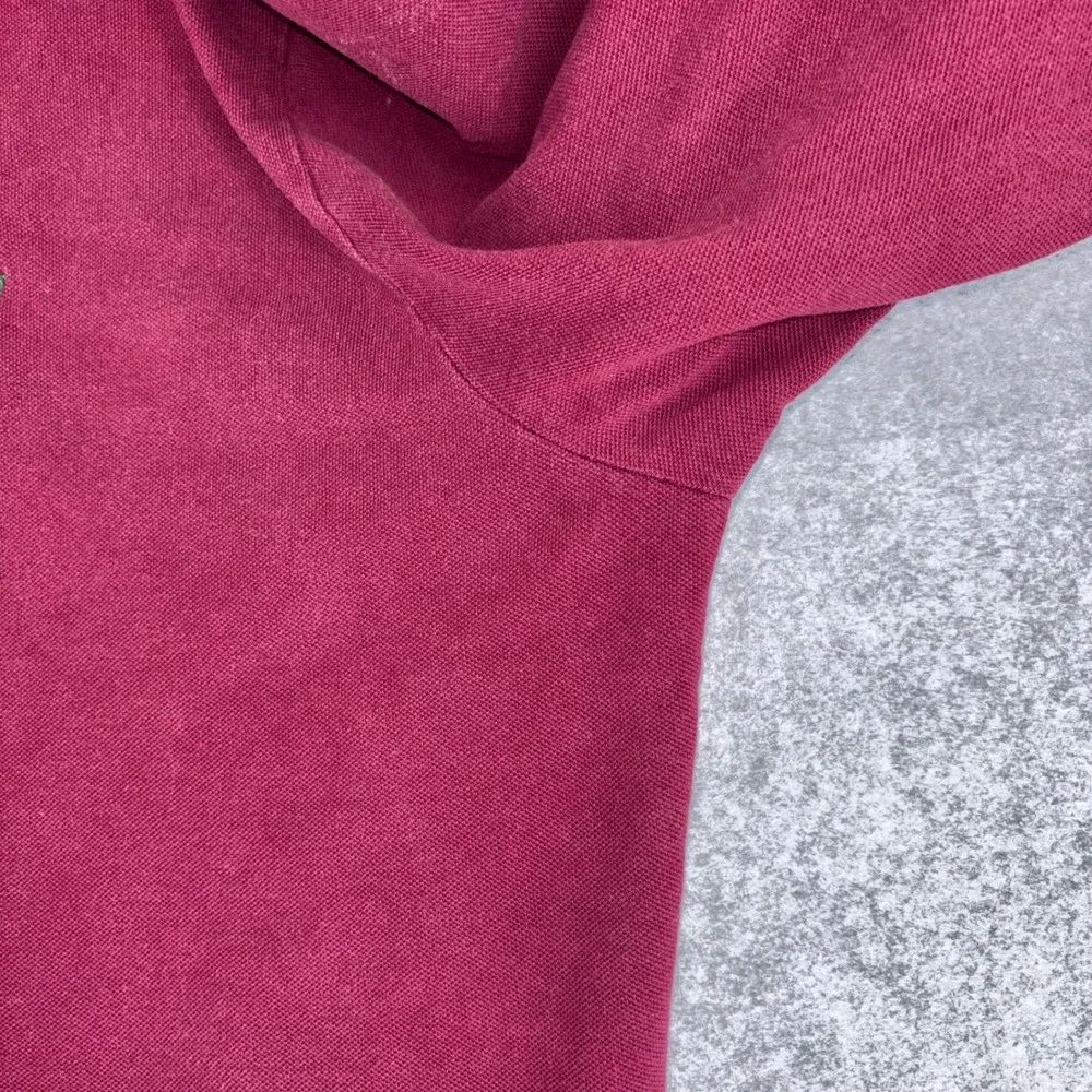 Ralph Lauren Mens XXL Long Sleeve Polo Shirt Burgundy Maroon Cotton Pique Y2K